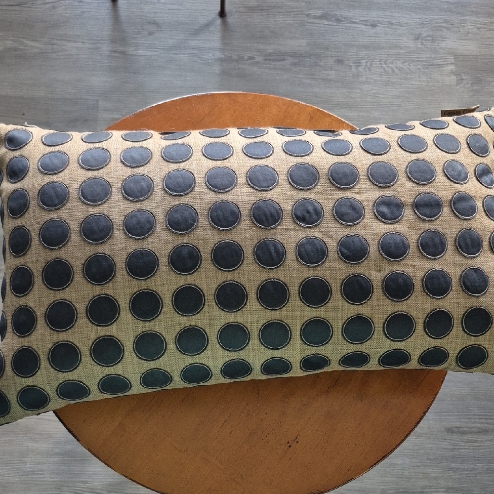 Canaan Company Polka Dot Accent Lumbar Pillow in Black and Tan